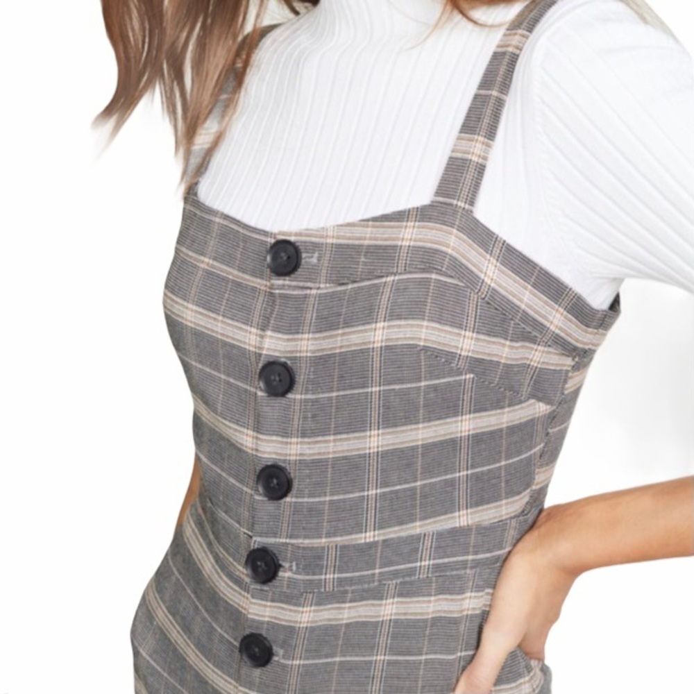 WOMENS WILLA CHECKED BUTTON FRONT CROPPED JUMPSUIT - Picture 10 of 15